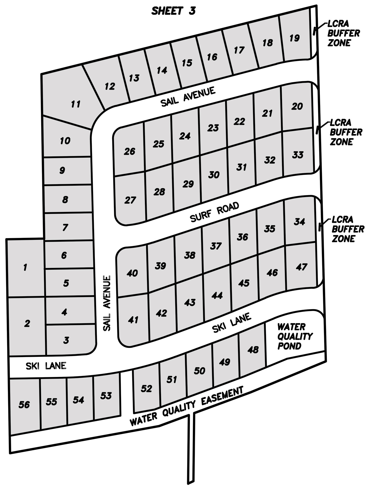 real estate development map for the Lake LBJ lakefront properties